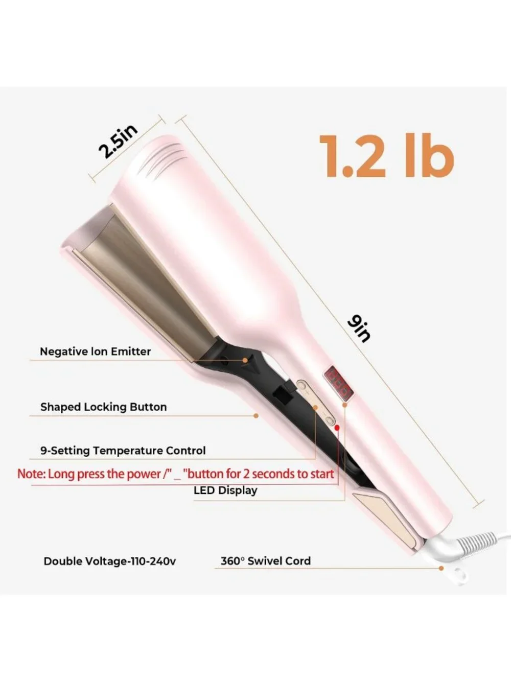 Mini Waver Curling Iron - Ionic Deep Waver with Ceramic 2 Barrel, Easy to Use